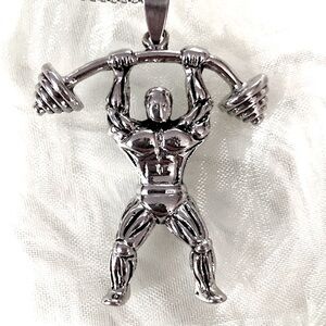 Weightlifter Pendant Necklace BETSEY JOHNSON Long Chain